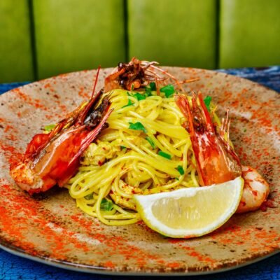 Spaghetti Chicken and Prawns